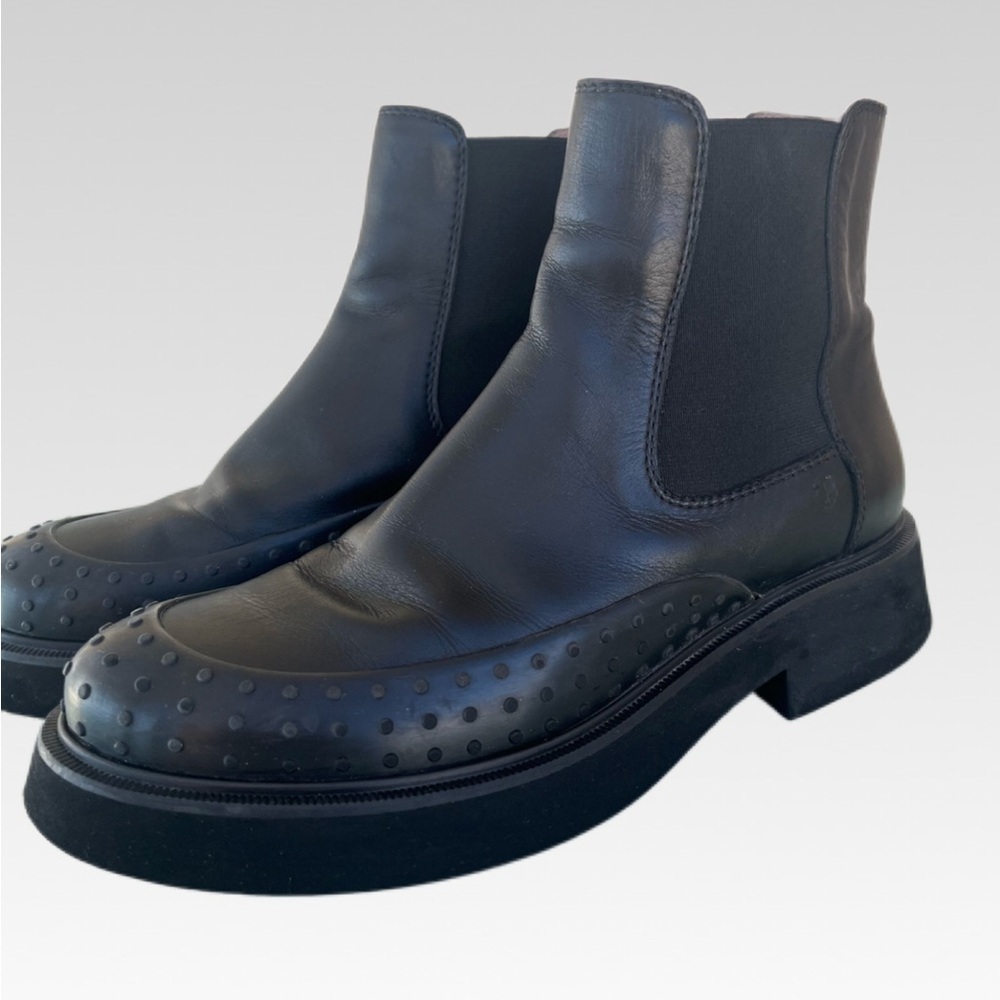 Tod's Black Leather Brogue Chelsea Boots size EU 35.5 US 5 - 5.5 - Picture 3 of 11